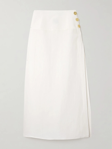  Le Kasha Le Kasha - Haifal Linen Midi Skirt - White 