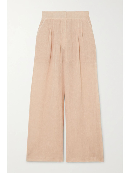  Le Kasha Le Kasha - Sohag Linen Wide-leg Pants - Peach 