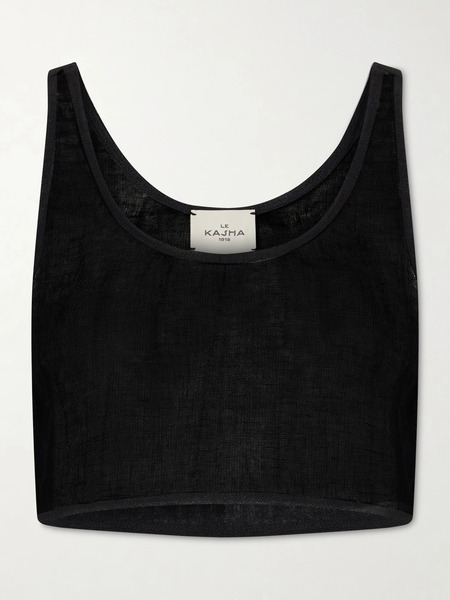  Le Kasha Le Kasha - Tahta Cropped Linen Top - Black 