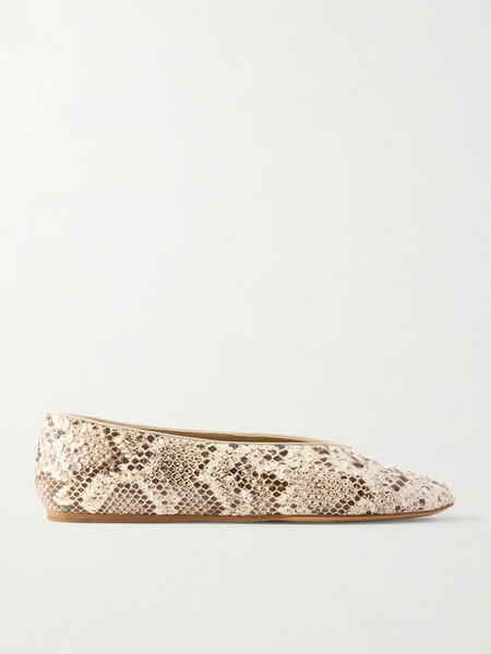 Le Monde Béryl Le Monde Béryl - Classic Regency Snake-effect Leather Ballet Flats - Snake Print 