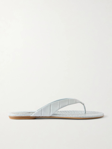  Le Monde Béryl Le Monde Béryl - Croc-effect Leather Thong Sandals - Light Blue 