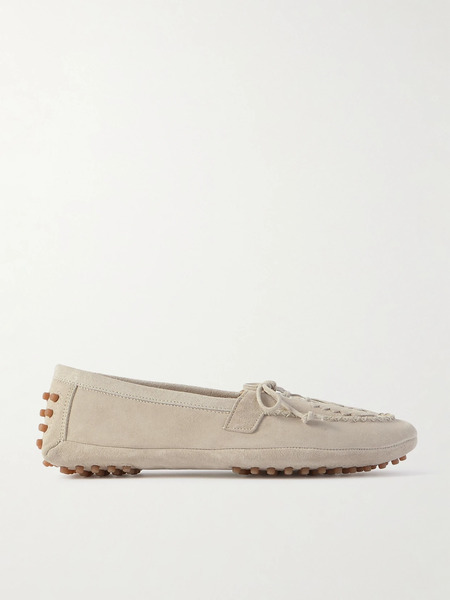  Le Monde Béryl Le Monde Béryl - Embroidered Suede Loafers - Stone 