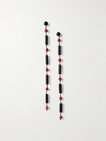  Le Sundial Le Sundial - Beaded Onyx And Jasper Earrings - Black 