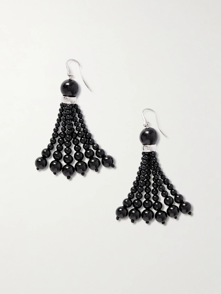  Le Sundial Le Sundial - Venice Opera Tasseled Onyx Earrings - Black 