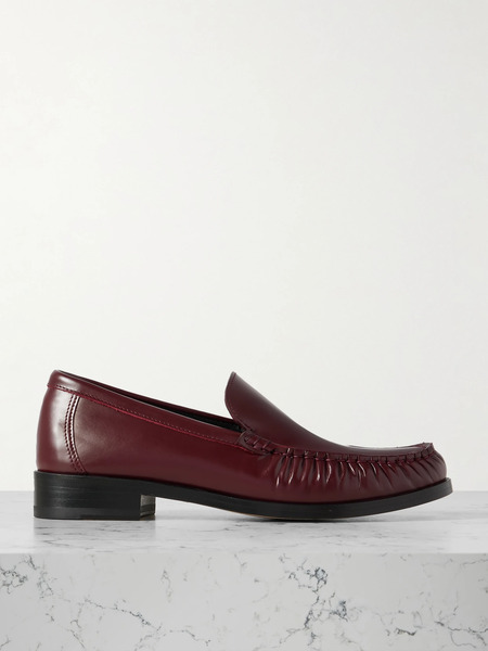  Legres Legres - 67 Ruched Leather Loafers - Burgundy 