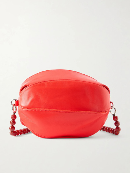  Lemaire Lemaire - Balloon Slits Beaded Leather Shoulder Bag - Red 