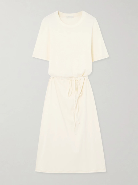  Lemaire Lemaire - Belted Cotton-jersey Midi Dress - Cream 