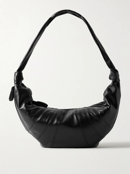  Lemaire Lemaire - Croissant Large Paneled Leather Shoulder Bag - Black 