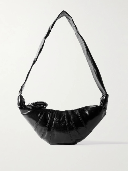  Lemaire Lemaire - Croissant Small Paneled Coated-canvas Shoulder Bag - Black 