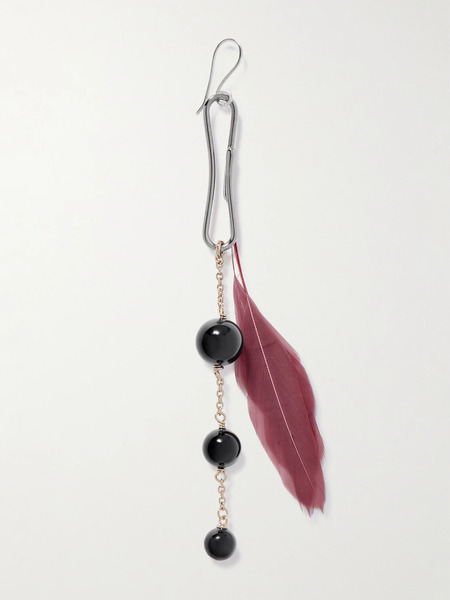  Lemaire Lemaire - Dot Silver- And Gold-tone, Onyx And Feather Single Earring - Black 