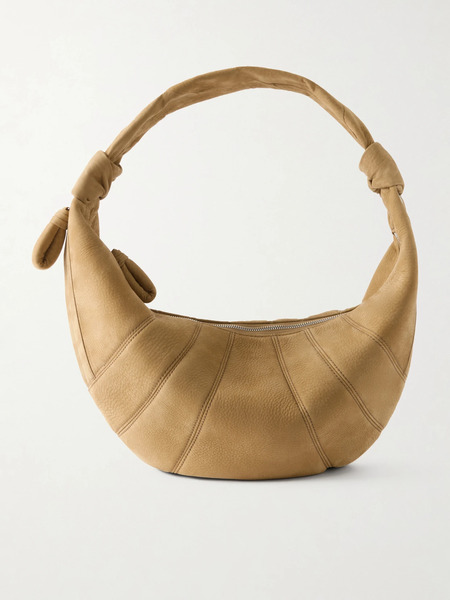  Lemaire Lemaire - Fortune Croissant Paneled Nubuck Shoulder Bag - Taupe 