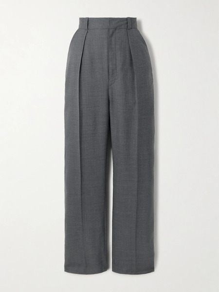  Lemaire Lemaire - Pleated Grain De Poudre Wool Straight-leg Pants - Gray 