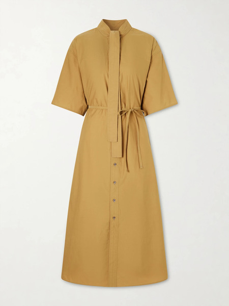  Lemaire Lemaire - Reversible Scarf-detailed Cotton-blend Midi Dress - Tan 