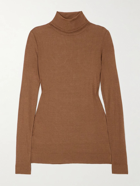  Lemaire Lemaire - Seamless Ribbed-knit Turtleneck Top - Brown 
