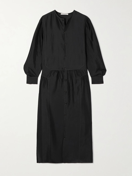  Lemaire Lemaire - Silk-satin Maxi Shirt Dress - Black 