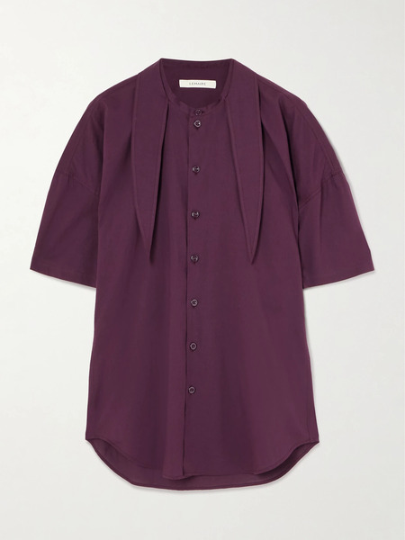  Lemaire Lemaire - Tie-neck Cotton-muslin Shirt - Grape 