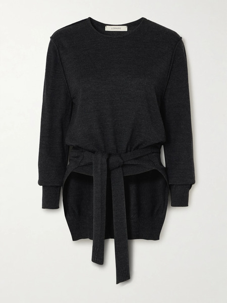 Lemaire Lemaire - Trompe L'oeil Tie-detailed Wool-blend Sweater - Black 