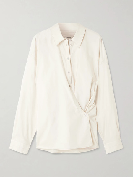 Lemaire Lemaire - Twisted Cotton And Silk-blend Poplin Wrap Shirt - Cream 