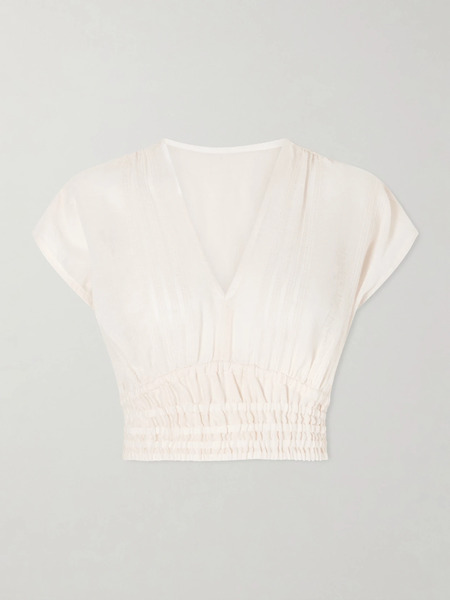  Lemlem Lemlem - Alia Striped Cropped Cotton Top - Cream 