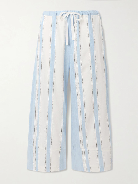  Lemlem Lemlem - Desta Striped Cotton-blend Wide-leg Pants - Blue 