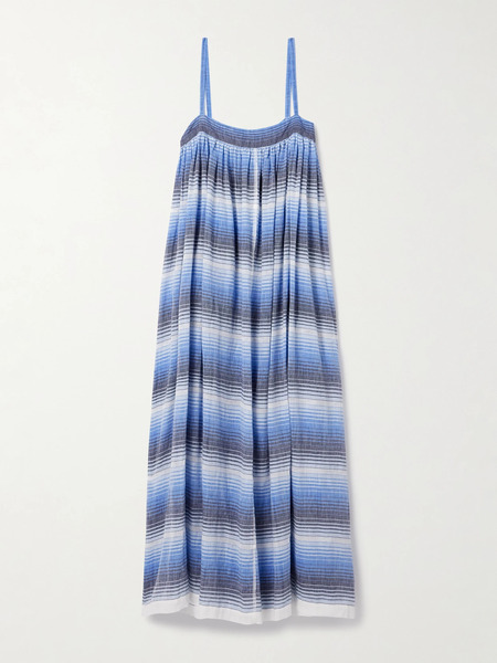  Lemlem Lemlem - Eda Striped Cotton-gauze Midi Dress - Bright Blue 