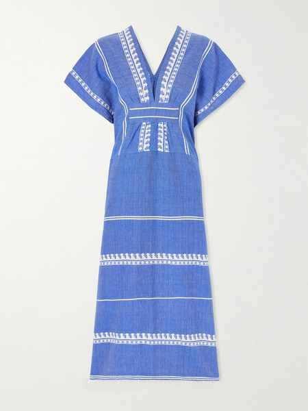  Lemlem Lemlem - Gasira Embroidered Cotton Midi Dress - Blue 
