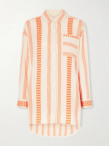  Lemlem Lemlem - Mariam Asymmetric Striped Cotton-blend Shirt - Orange 
