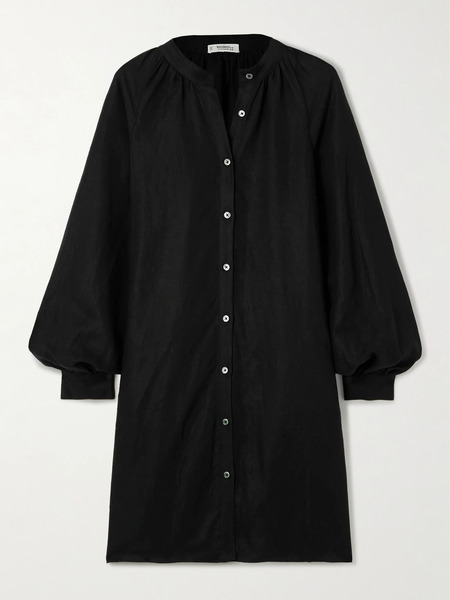  Lemlem Lemlem - Meaza Belted Linen And Tencel™ Lenzing™ Modal-blend Mini Dress - Black 