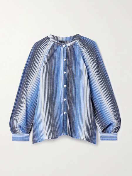  Lemlem Lemlem - Mita Striped Cotton-gauze Blouse - Bright Blue 