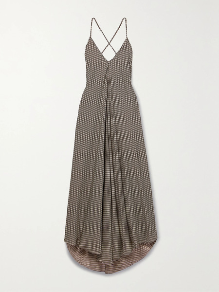  Lemlem Lemlem - + Net Sustain Aluna Printed Asymmetric Charmeuse Maxi Dress - Brown 