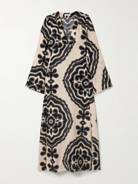  Lemlem Lemlem - Theodora Printed Linen Midi Dress - Cream 