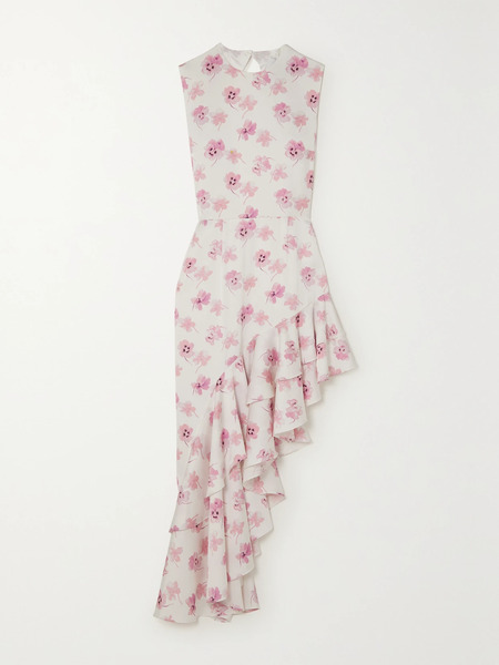  Les Rêveries Les Rêveries - Open-back Asymmetric Floral-print Satin Midi Dress - Pink 