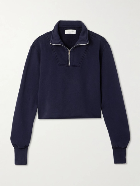 Les Tien Les Tien - Haley Cropped Cotton-jersey Sweatshirt - Navy 