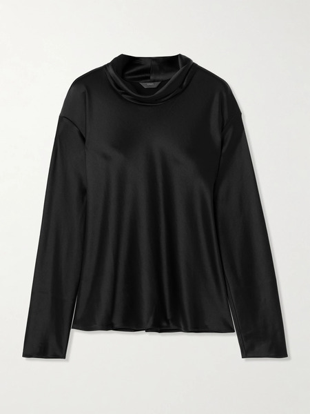  Leset Leset - Barb Draped Satin Blouse - Black 