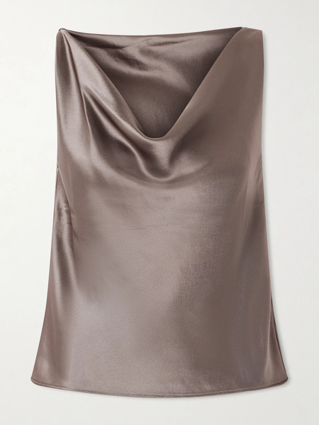  Leset Leset - Barb Draped Satin Blouse - Taupe 