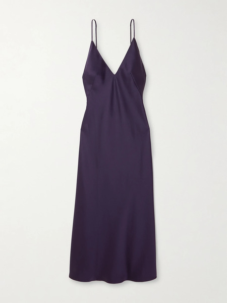  Leset Leset - Barb Open-back Washed-satin Midi Dress - Purple 