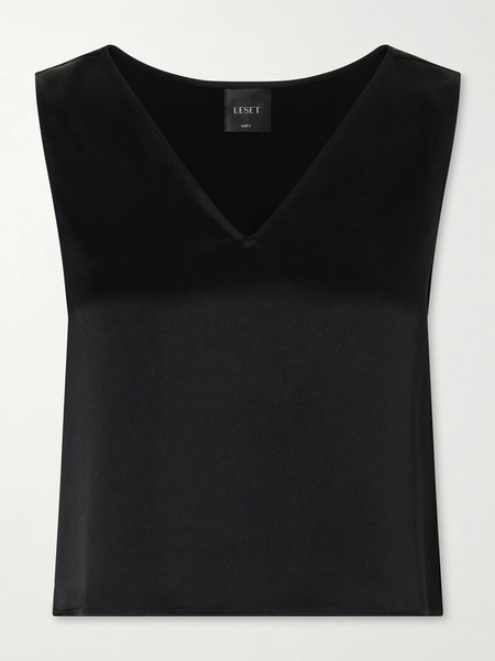  Leset Leset - Barb Satin Tank Top - Black 