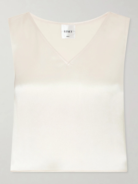  Leset Leset - Barb Satin Tank Top - Cream 