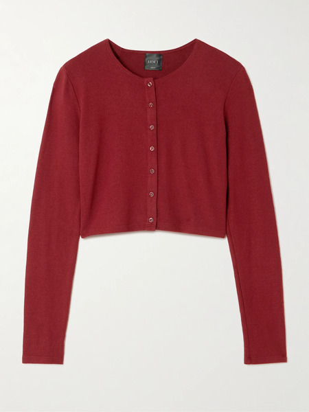  Leset Leset - Lauren Cropped Brushed Stretch-knit Cardigan - Red 