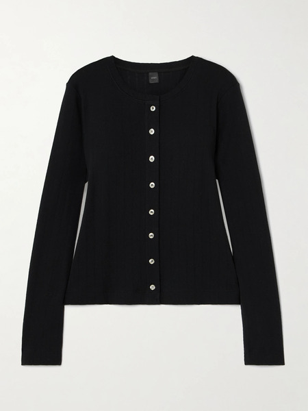  Leset Leset - Pointelle-knit Cotton Cardigan - Black 