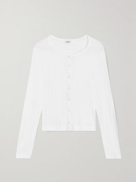  Leset Leset - Pointelle-knit Cotton-jersey Cardigan - White 