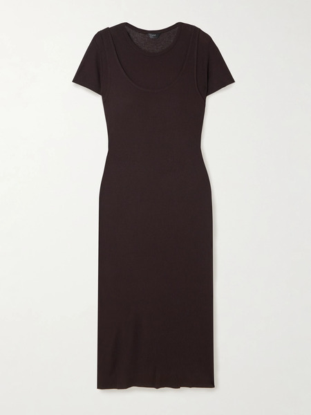  Leset Leset - Rozzi Layered Ribbed Jersey Midi Dress - Chocolate 