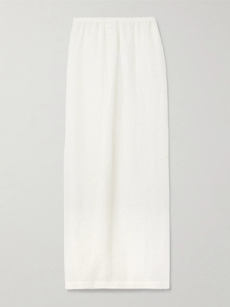  Leset Leset - Stella Sequin-embellished Linen-blend Gauze Maxi Skirt - White 