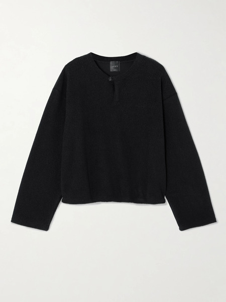  Leset Leset - Teddy Fleece Henley Top - Black 