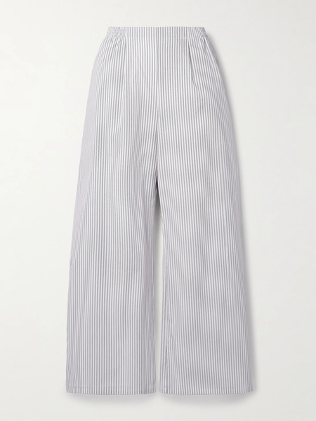  Leset Leset - Yoshi Pinstriped Cotton-blend Poplin Wide-leg Pants - Light Gray 