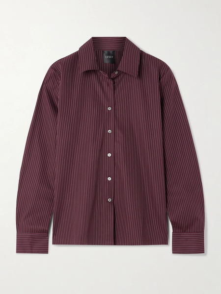  Leset Leset - Yoshi Pinstriped Cotton-blend Twill Shirt - Burgundy 
