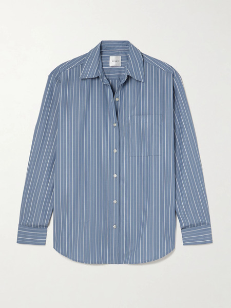  Leset Leset - Yoshi Striped Cotton And Lyocell-blend Poplin Shirt - Blue 