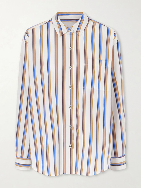  Leset Leset - Yoshi Striped Cotton-blend Poplin Shirt - Blue 