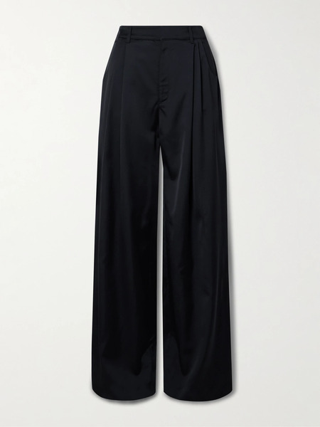  Liberowe Liberowe - Annie Pleated Satin-twill Wide-leg Pants - Navy 
