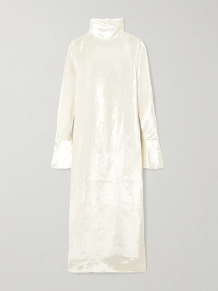  Liberowe Liberowe - Bluma Cutout Velvet Midi Dress - Ivory 
